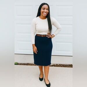 Vintage St John Collection Marie Blue Skirt Pencil A-Line‎ Women’s 8